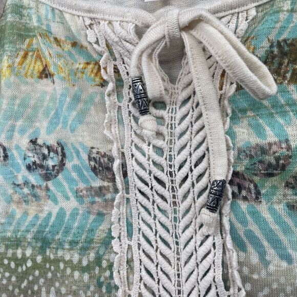 CHICO'S Boho Top Women's 0 Small Abstract Artsy Print Casual Lightweight - Picture 3 of 10